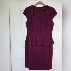 Ann Taylor Maroon Ruffled Sheath Dress
